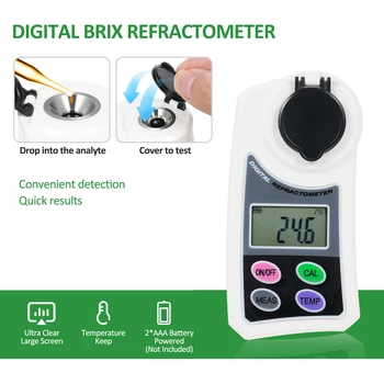 Цифровой рефрактометр Brix 0 ~ 50% Ручной медовый рефрактометр Детектор концентрации сахара Автоматическая температурная компенсация