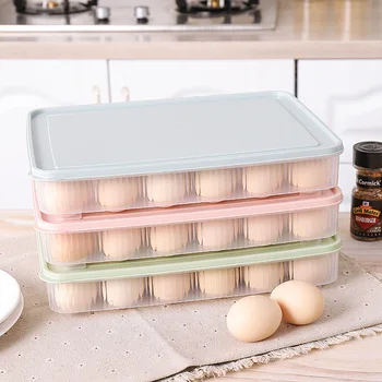 Холодильник ящик для хранения яиц и хранения свежести, лоток для яиц с 24 решетками, кухонный пыленепроницаемый ящик для хранения продуктов с крышкой
