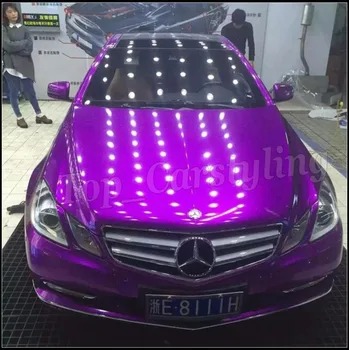  Темно-фиолетовый глянцевый металлический винил для обертывания автомобиля с воздушным пузырьком Полное покрытие автомобиля Пленка FOIL PROTWRAPS 1,52x20 м / рулон